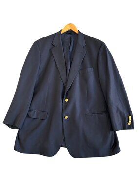 Loro Piana Men's Sz 48L 100% Wool Blazer Gold Two-Button Suit Jacket Blazer